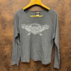 Harley-Davidson Womens Gray Long Sleeve Glitter Mile High Parker CO XL Shirt